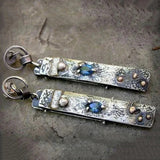 Pendientes Hechos a Mano con Piedra Azul
