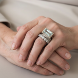 Conjunto Vintage de Anillos en Plata con Turquesa de Vidrio