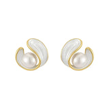 Pendientes de lujo con ópalo blanco y perlas en oro