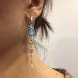 Pendientes Cruz de Piedra Azul