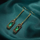 Pendientes Dorados con Colgante Verde
