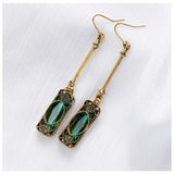 Pendientes Dorados con Colgante Verde