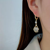 Pendientes de Grano Brillante de Piedra Lunar