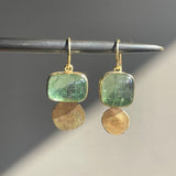 Pendientes Vintage de Vidrio Verde con Detalles Dorados