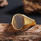 Anillo con Piedras Naturales de Ojo de Tigre
