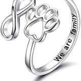 Anillo Artesanal con Patita y Corazón – Ajustable, Plata Esterlina 925