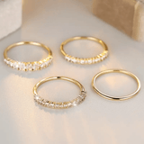 Anillos Apilables de Circonita Dorados 14k