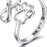 Anillo Artesanal con Patita y Corazón – Ajustable, Plata Esterlina 925