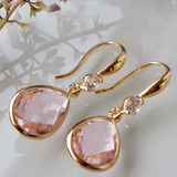 Pendientes Vintage Gota con Cristal Rosa
