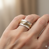 Anillo Vintage Dorado con Capas en Plateado