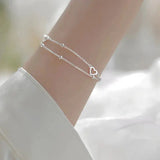 Pulsera Ajustable de Plata con Corazón