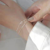 Pulsera Ajustable de Plata con Corazón