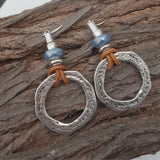 Pendientes vintage boho plateados en forma de círculo