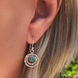 Pendientes Boho Saturno con piedra turquesa en plata y oro
