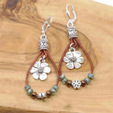 Pendientes Vintage Florales en Cuero