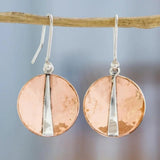 Pendientes Vintage Redondos de Plata Rosa con Brillo