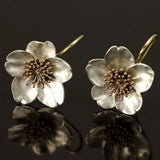 Pendientes Vintage de Plata y Oro con Motivos Florales