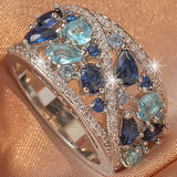 Anillo Vintage con Zircón Azul