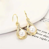 Pendientes de Perla en Dorado