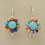 Pendientes redondos turquesa multicoloridos