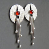 Pendientes Colgantes con Piedra Roja Hueca
