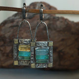 Pendientes "Antiguos" con Cristales Azules y Verdes