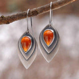 Pendientes Vintage en Piedra Naranja