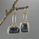 Pendientes Vintage de Plata con Piedra Negra