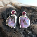 Pendientes Vintage con Cristal y Piedra Púrpura