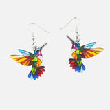 Pendientes Colgantes de Acrílico con Colibríes – Diseño Brillante de Pájaros en 2D