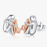 Pendientes Abrazo de Gato en Plata y Oro Bicolor