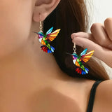 Pendientes Colgantes de Acrílico con Colibríes – Diseño Brillante de Pájaros en 2D
