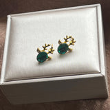 Pendientes con Cristales en Forma de Reno Festivo