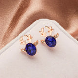 Pendientes con Cristales en Forma de Reno Festivo