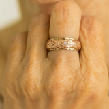 Anillo Vintage con Flor Rosa Dorada