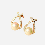 Eva - Pendientes con Perlas y Cristales Entretejidos