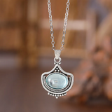 Conjunto Vintage de Collar y Pendientes con Piedras Preciosas Ovaladas Azules