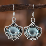 Conjunto Vintage de Collar y Pendientes con Piedras Preciosas Ovaladas Azules