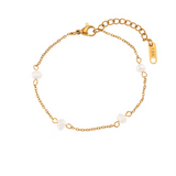 Conjunto de Collar y Pulsera de Perlas en Acero Inoxidable