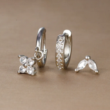 Conjunto de Pendientes Flor con Diamantes