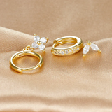 Conjunto de Pendientes con Diamantes en Forma de Flor
