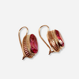 Pendientes de Oro Rosa con Piedras Rojas
