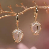 Pendientes Vintage Blancos Tulipa con Zircón