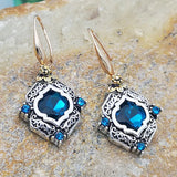 Pendientes Retro Cristal Azul