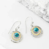 Pendientes Boho Saturno con Piedra Turquesa en Plata y Oro