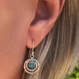 Pendientes Boho Saturno con Piedra Turquesa en Plata y Oro