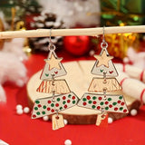 Pendientes colgantes en forma de árbol de Navidad de metal mixto
