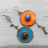 Pendientes Vintage Asimétricos con Grafito en Bronce Antiguo