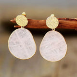 Pendientes Vintage con Piedra Blanca Redonda