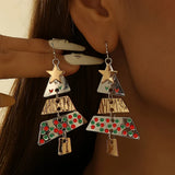 Pendientes colgantes en forma de árbol de Navidad de metal mixto